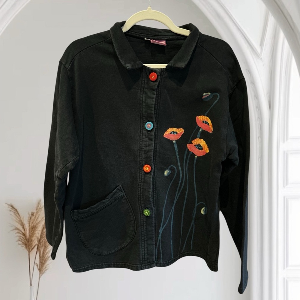 VINTAGE 90s TWO LIPS Bohemian Art‎ to Wear Jacket Zip S